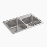 all-in-one 33" top-/undermount double-bowl kitchen sink