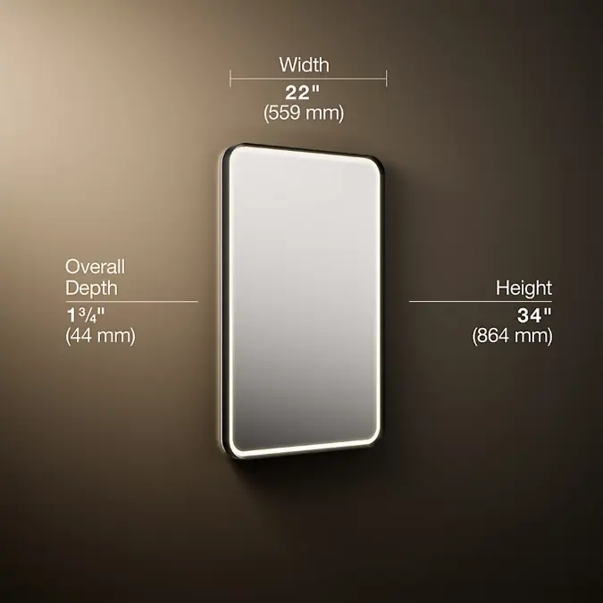 Essential Ultrabright 22" x 34" rectangular lighted framed mirror