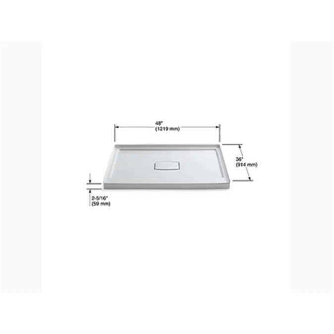 K-9397 Archer® 48" x 36" single threshold center drain shower base with removable cover