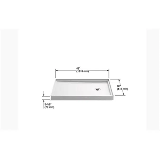 K-8638 Rely® 48" x 32" single-threshold shower base with right-hand drain