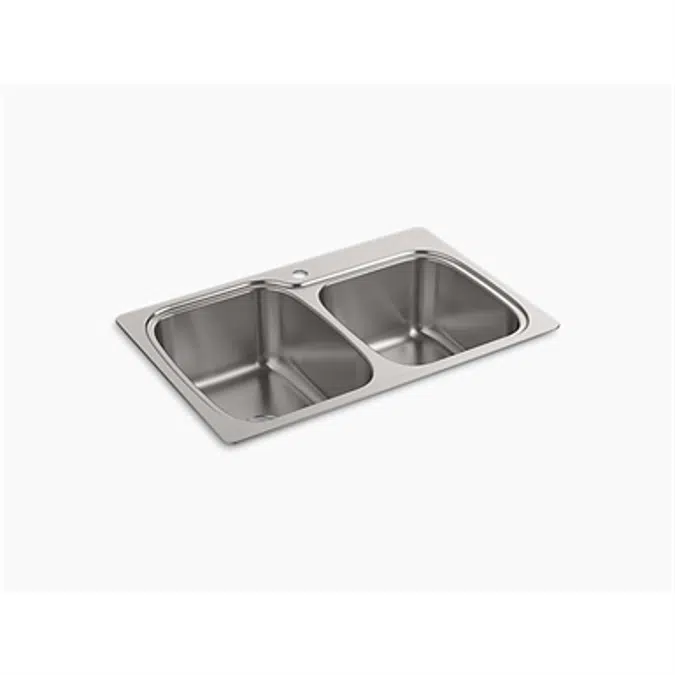 K-75791-1 Verse™ 33" x 22" x 9-1/4" Top-mount/undermount double-bowl large/medium kitchen sink with single faucet hole