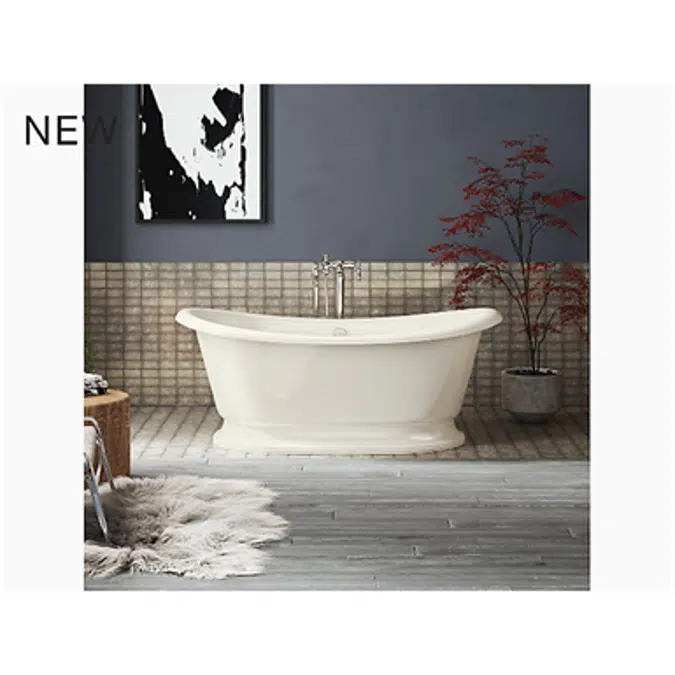 K-21000-B Artifacts™ 66-1/8" x 32-1/2" freestanding bath with Biscuit exterior