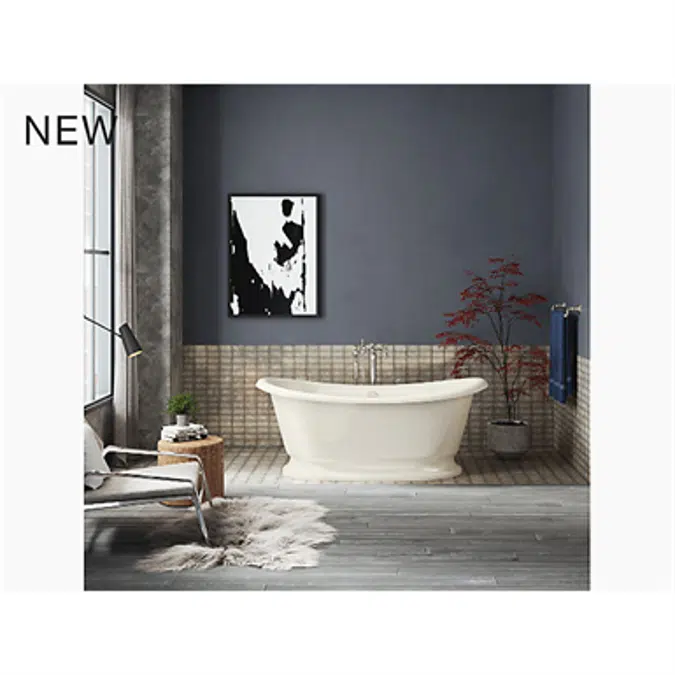 K-21000-B Artifacts™ 66-1/8" x 32-1/2" freestanding bath with Biscuit exterior