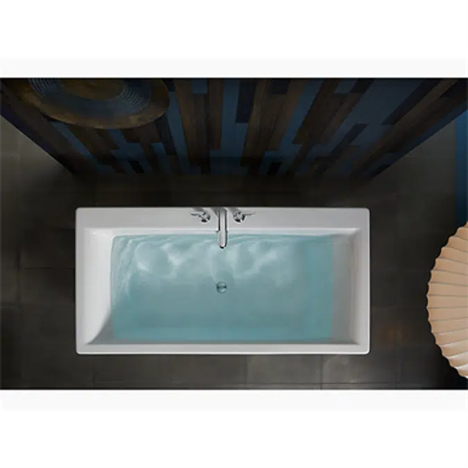 K-24011 Stargaze® 60-3/16" x 34-1/4" freestanding bath with fluted shroud and center drain