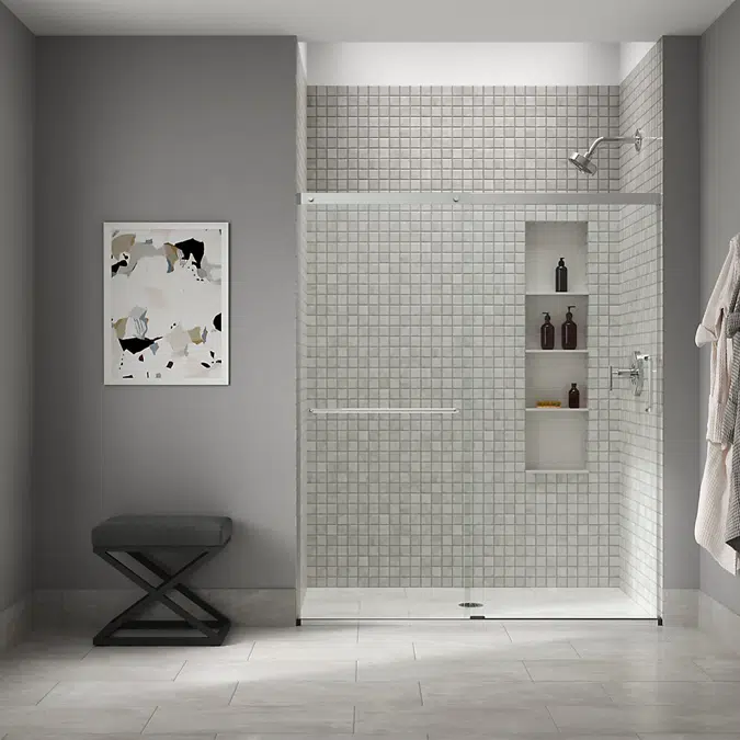 Elate™ Sliding shower door, 70-1/2" H x 56-1/4 - 59-5/8" W, with 1/4" thick Crystal Clear glass