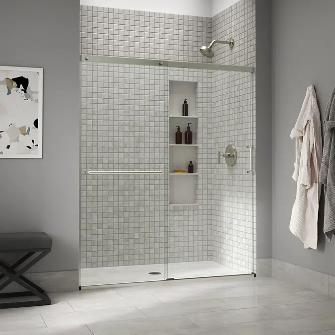 Elate™ Sliding shower door, 70-1/2" H x 56-1/4 - 59-5/8" W, with 1/4" thick Crystal Clear glass