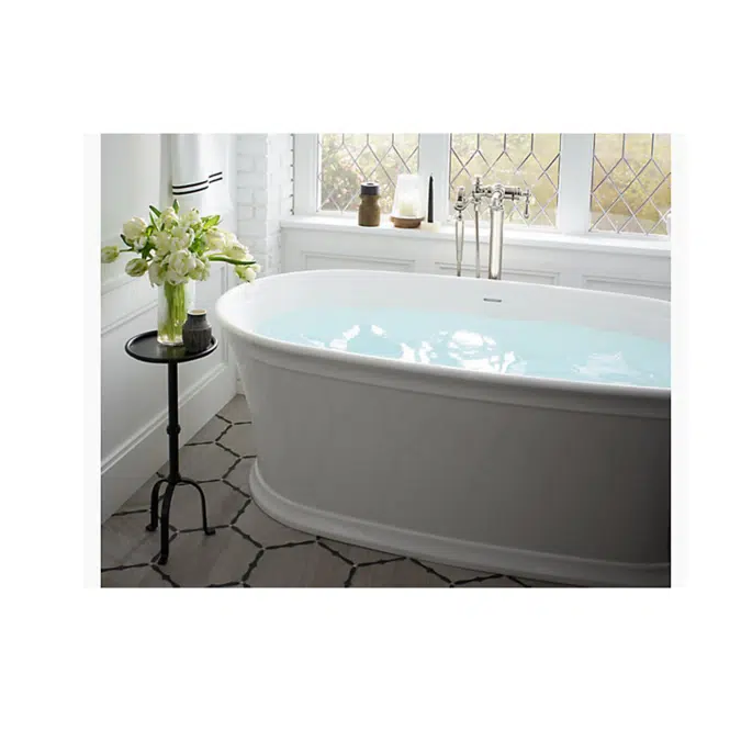 K-8332 Memoirs® 60" x 34" freestanding bath with center toe-tap drain