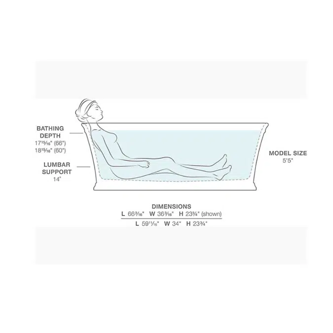 K-8332 Memoirs® 60" x 34" freestanding bath with center toe-tap drain