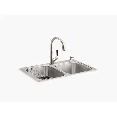 afbeelding voor K-R75791-2PC All-In-One 33" x 22" x 9-1/4" Top-mount/ undermount kitchen sink