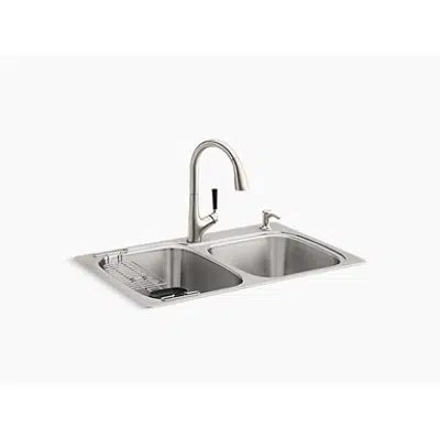 K-R75791-2PC All-In-One 33" x 22" x 9-1/4" Top-mount/ undermount kitchen sink图像