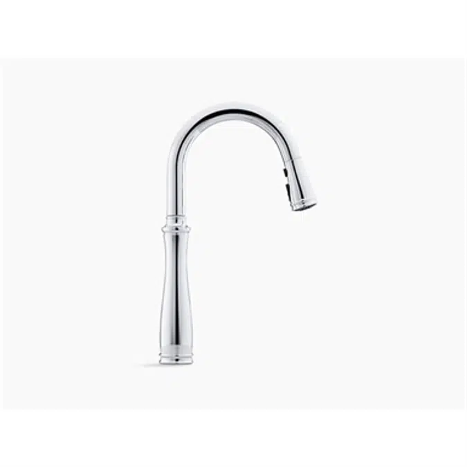 K-560 Bellera® single-hole or three-hole kitchen sink faucet with pull-down 16-3/4" spout and right-hand lever handle, DockNetik(R) magnetic docking system, and a 3-function sprayhead featuring Sweep(R) spray