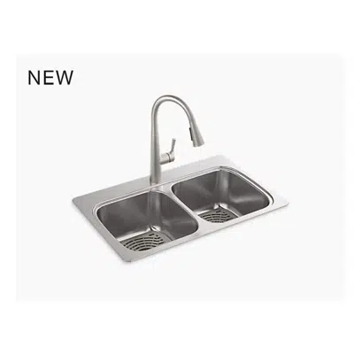 afbeelding voor K-RH5267-1PC Verse™ 33" x 22" x 9-1/4" top-mount double-equal kitchen sink kit
