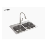 k-rh5267-1pc verse™ 33" x 22" x 9-1/4" top-mount double-equal kitchen sink kit