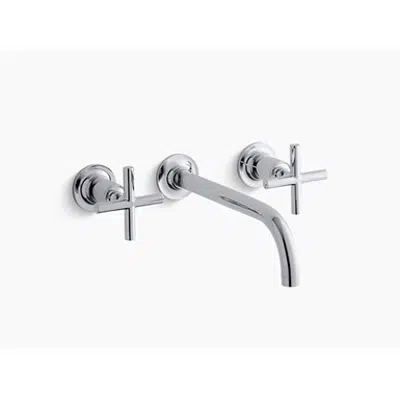 Obrázek pro K-T14414-3 Purist® Wall-mount bathroom sink faucet trim with 9", 90-degree angle spout and cross handles, requires valve