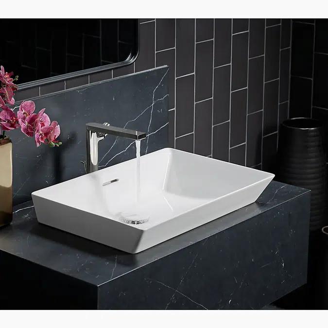 Brazn™ 23" rectangular semi-recessed vessel bathroom sink