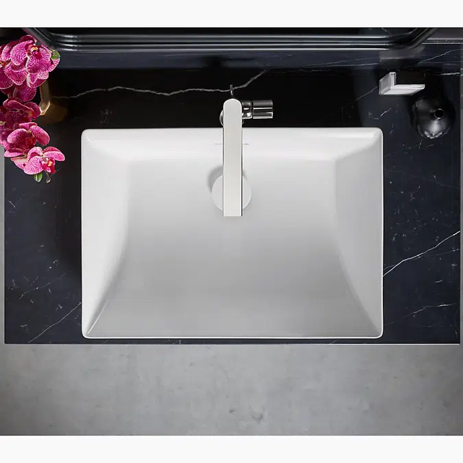 Brazn™ 23" rectangular semi-recessed vessel bathroom sink