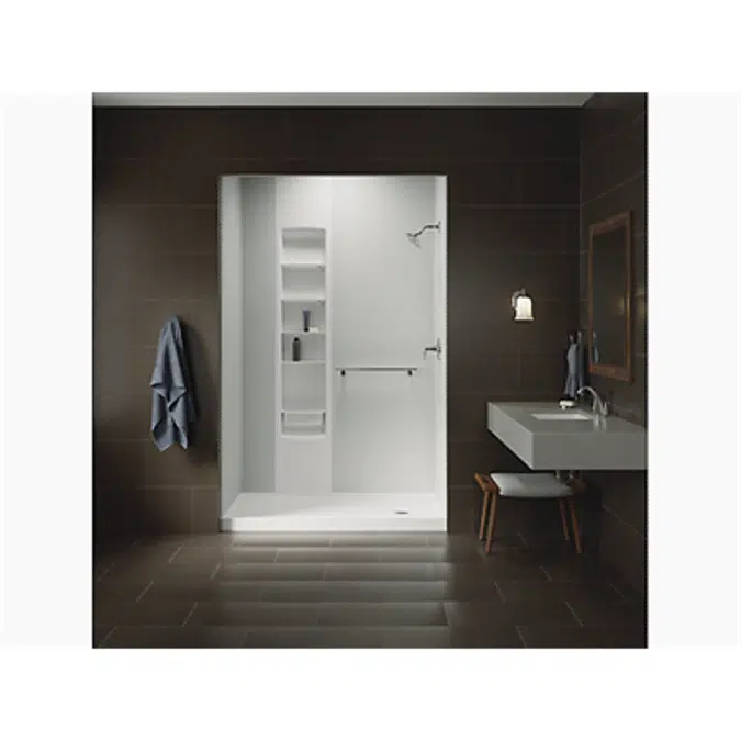 K-8458 Rely® 60" x 32" single-threshold shower base with right-hand drain