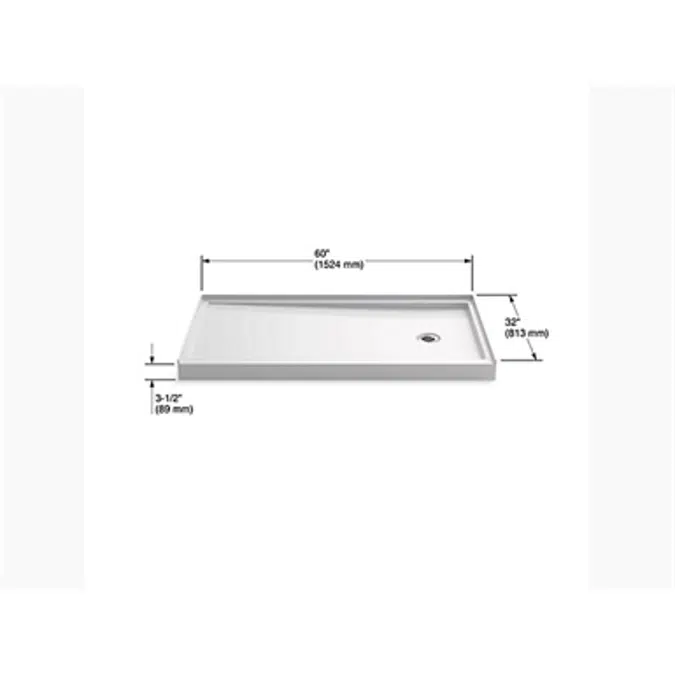 K-8458 Rely® 60" x 32" single-threshold shower base with right-hand drain