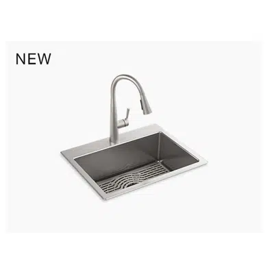 afbeelding voor K-RH28176-1PC Cursiva™ 27" x 22" x 9" top-mount/undermount single-bowl kitchen sink kit