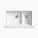 whitehaven® smart divide® 35-3/4" undermount double-bowl farmhouse kitchen sink