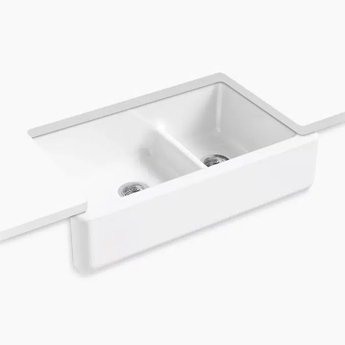 Whitehaven® Smart Divide® 35-3/4" undermount double-bowl farmhouse kitchen sink