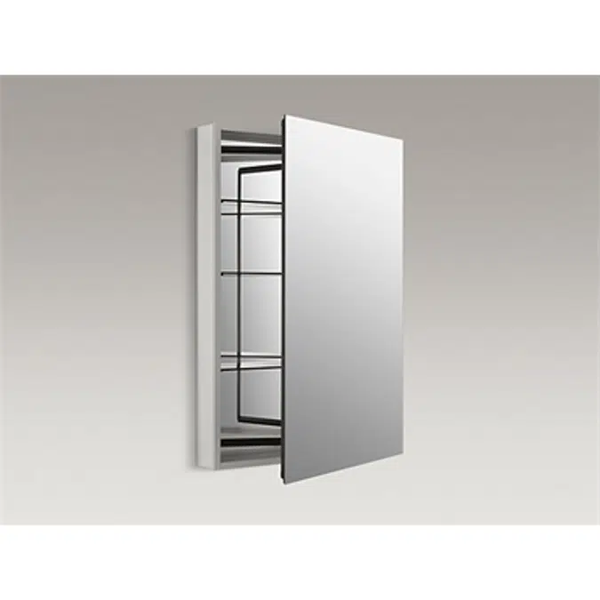K-2943-PG Catalan® 24-1/8" W x 36-1/8" H aluminum single-door medicine cabinet with 170 degree hinge