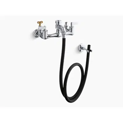 Image for K-8928 Double lever handle service sink faucet with loose-key stops, rubber hose, wall hook and lever handles
