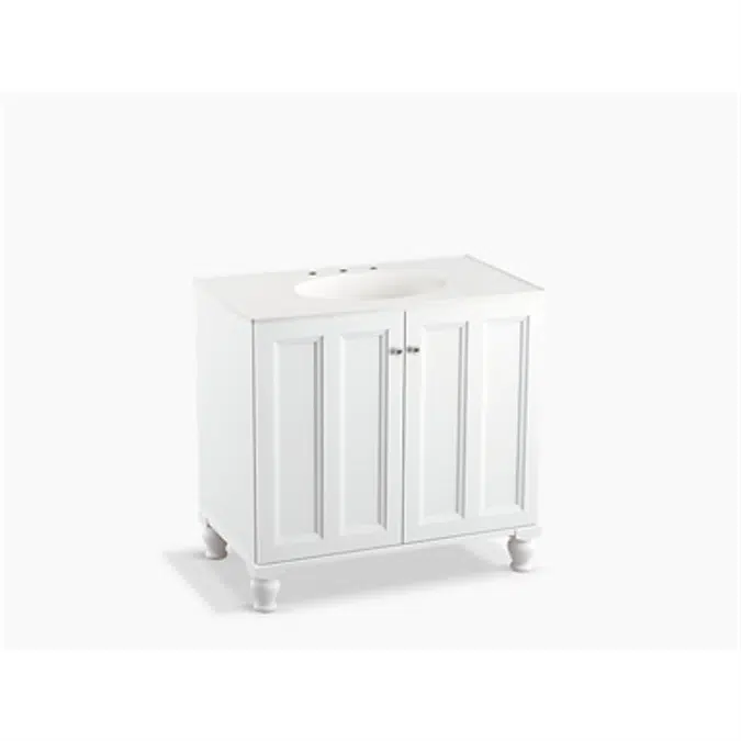 K-99518-LG Damask® 36" bathroom vanity cabinet with furniture legs and 2 doors