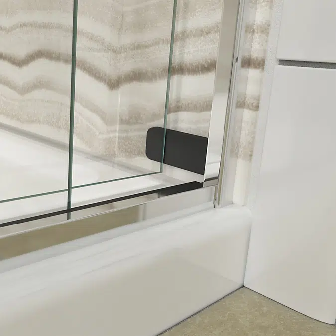 Levity® Sliding shower door, 74" H x 43-5/8 - 47-5/8" W, with 1/4" thick Crystal Clear glass