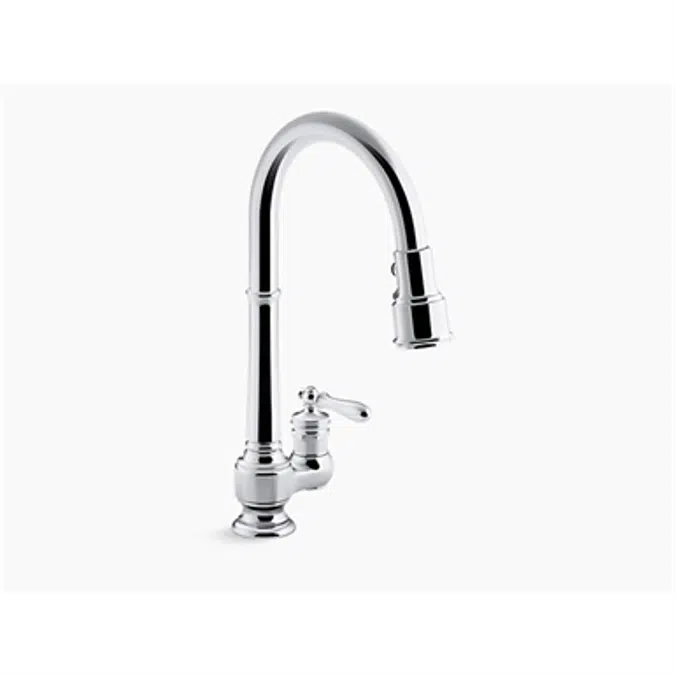 K-99260 Artifacts® single-hole kitchen sink faucet with 17-5/8" pull-down spout, DockNetik(R) magnetic docking system, and 3-function sprayhead featuring Sweep(R) and BerrySoft(R) spray