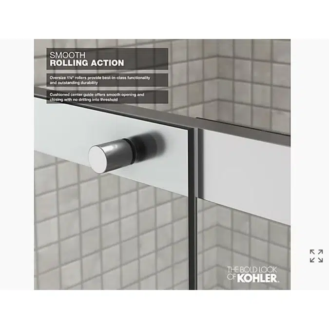 Elate™  Sliding shower door, 70-1/2" H x 44-1/4 - 47-5/8" W, with 1/4" thick Crystal Clear glass