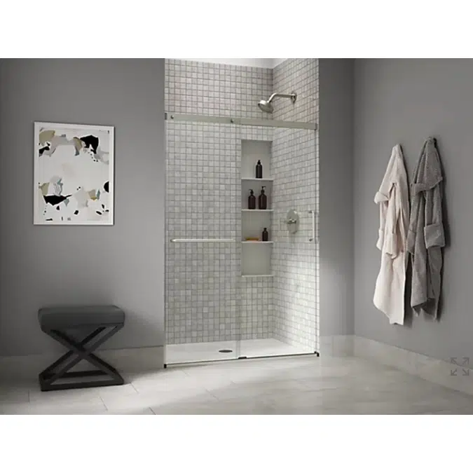 Elate™  Sliding shower door, 70-1/2" H x 44-1/4 - 47-5/8" W, with 1/4" thick Crystal Clear glass