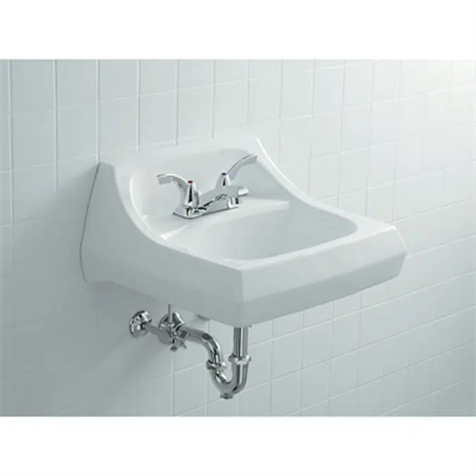 K-2005 Kingston™ 21-1/4" x 18-1/8" wall-mount/concealed arm carrier bathroom sink with 4" centerset faucet holes