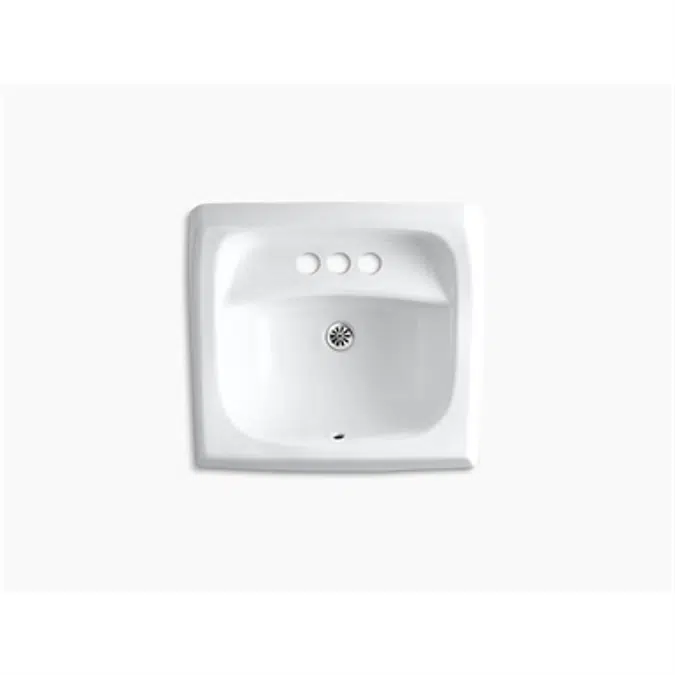 K-2005 Kingston™ 21-1/4" x 18-1/8" wall-mount/concealed arm carrier bathroom sink with 4" centerset faucet holes