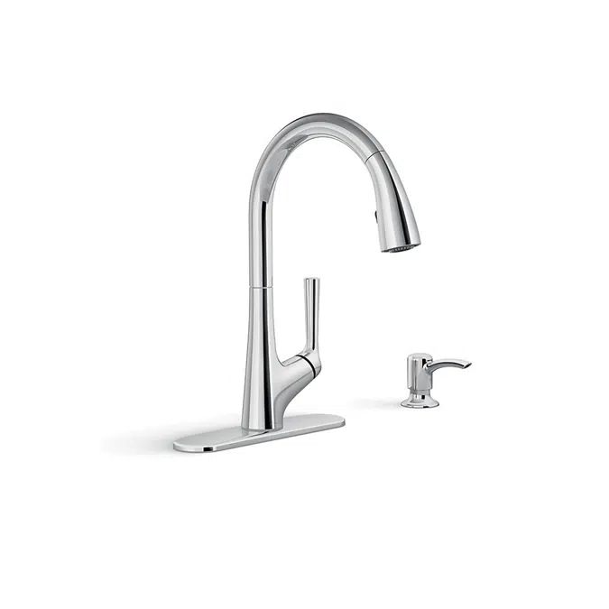 Elmbrook™ Pull-down kitchen faucet with soap/lotion dispenser