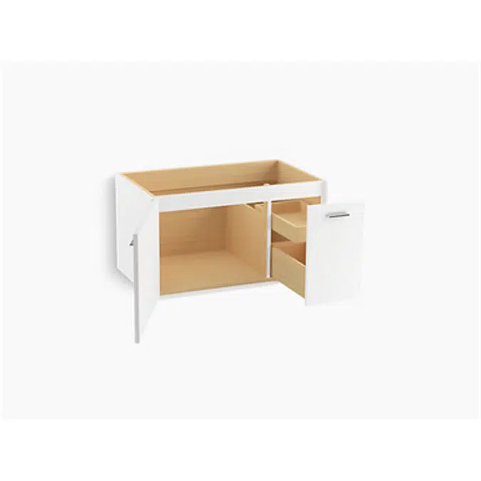 K-99543-R Jute® 36" wall-hung bathroom vanity cabinet with 1 door and 1 drawer on right