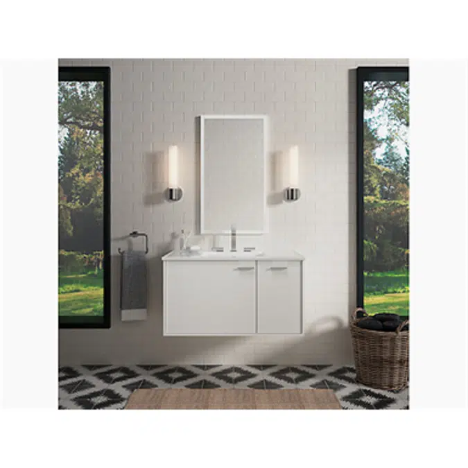 K-99543-R Jute® 36" wall-hung bathroom vanity cabinet with 1 door and 1 drawer on right