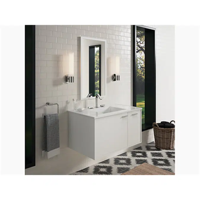 K-99543-R Jute® 36" wall-hung bathroom vanity cabinet with 1 door and 1 drawer on right