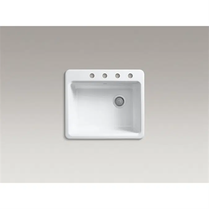 K-5872-4A1 Riverby® 25" x 22" x 9-5/8"top-mount single-bowl kitchen sink with bottom sink rack