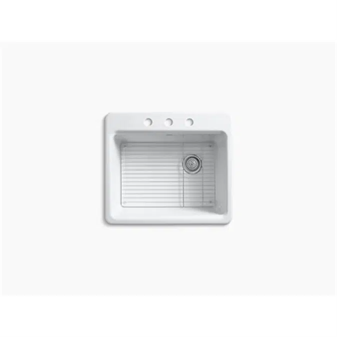 K-5872-3A1 Riverby® 25" x22" x 9-5/8" top-mount single-bowl kitchen sink with sink rack