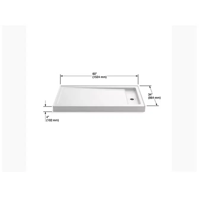 K-9194 Bellwether® 60" x 34" single-threshold shower base with right offset drain