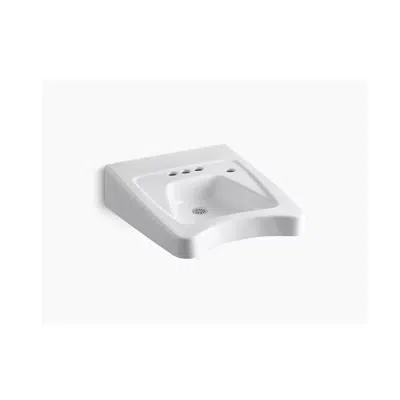 Image for K-12636-R Morningside™ 20" x 27" wall-mount/concealed arm carrier wheelchair bathroom sink with 4" centerset faucet holes and right-hand soap dispenser hole