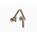 k-6228-c15 karbon® articulating two-hole wall-mount kitchen sink faucet with 13-1/4" spout with bronze tube