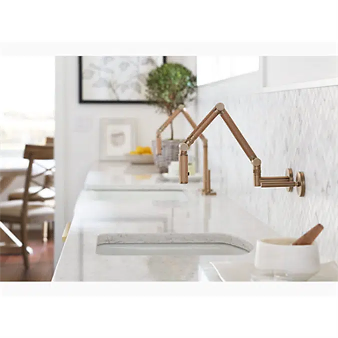 K-6228-C15 Karbon® Articulating two-hole wall-mount kitchen sink faucet with 13-1/4" spout with Bronze tube