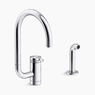 imazhi i Components® Single-handle kitchen sink faucet with two-function extended-reach spout and side sprayer