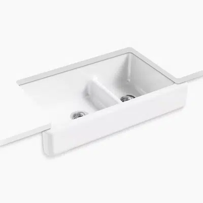 изображение для Whitehaven® Smart Divide® 35-1/2" undermount double-bowl farmhouse kitchen sink with short apron
