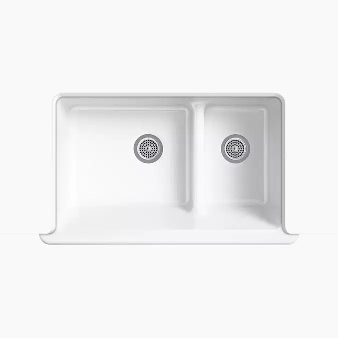 Whitehaven® Smart Divide® 35-1/2" undermount double-bowl farmhouse kitchen sink with short apron