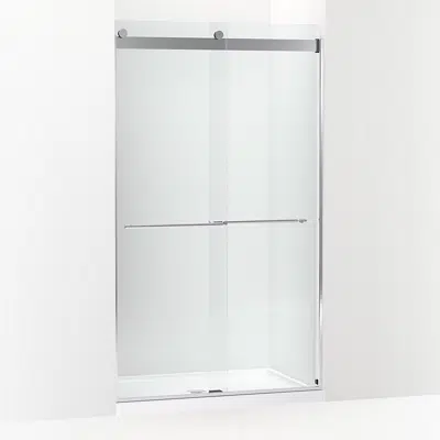 billede til Levity® Plus Frameless sliding shower door, 81-5/8" H x 44-5/8 - 47-5/8" W, with 3/8"-thick Crystal Clear glass