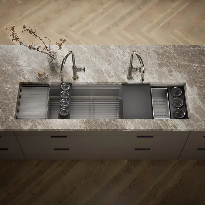 Synthos™ 69-3/4" undermount single-bowl workstation kitchen sink