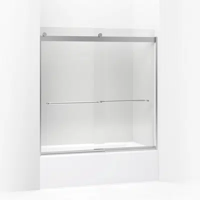 Levity® Sliding bath door, 59-3/4" H x 56-5/8 - 59-5/8" W, with 1/4" thick Crystal Clear glass için görüntü